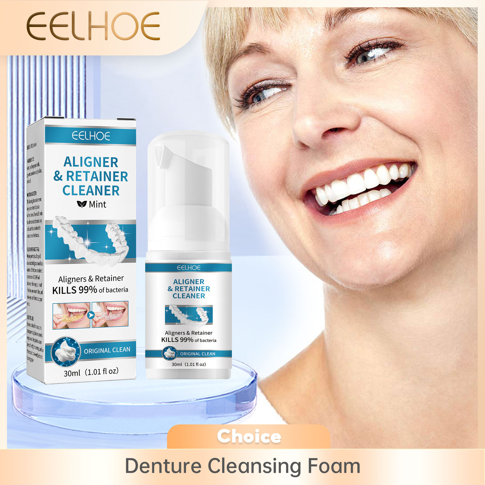 Teeth Whitening Treatment - Aligner Pianka do czyszczenia protez Głębokie