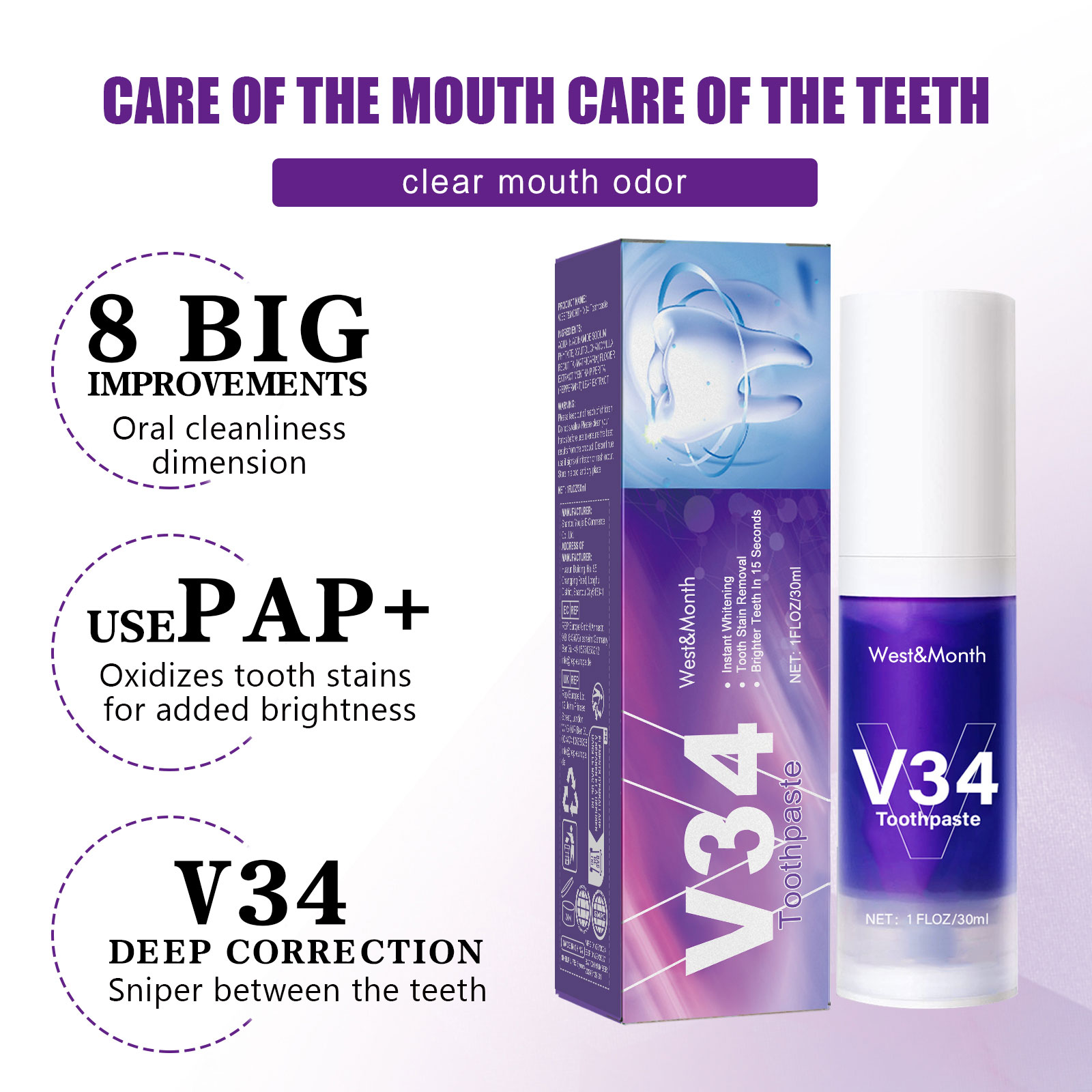 Pasta do zębów V34 wybielająca – Teeth Whitening Mousse recenzja i cena