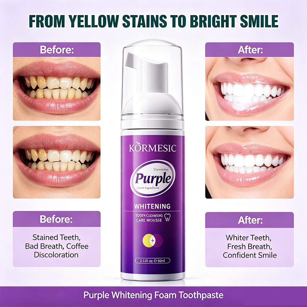 Fioletowa pianka do wybielania – Teeth Whitening Mousse recenzja i cena